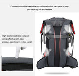 Turquoise 60L Waterproof Hiking Backpack with Multi-Pocket Design for Outdoor Adventures - Front View