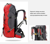 Turquoise 60L Waterproof Hiking Backpack with Multi-Pocket Design for Outdoor Adventures - Side View