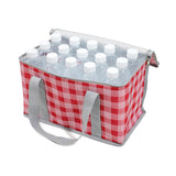 2PCS Red Insulated Picnic Lunch Bag with Checkered Design, Thermal Storage for Hot and Cold Items - Top-Down View