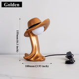 Gold Creative Cowboy Hat USB Table Lamp for Home and Office Decor - Front View