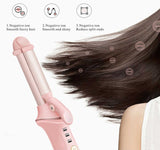 Black Mini Cordless Hair Curler with Adjustable Heat Settings and USB Charging - Front View