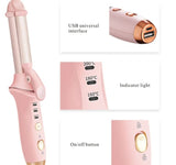 Black Mini Cordless Hair Curler with Adjustable Heat Settings and USB Charging - Top-Down View