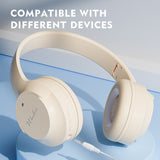 Khaki Wireless Bluetooth Headphones with Hi-Fi Bass, Foldable Design, and Card Slot - 45-Degree Angle