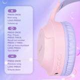 Pink Wireless Bluetooth Headphones with Hi-Fi Bass, Foldable Design, and Card Slot - Side View