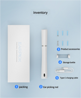 Blue Smart Visual Ear Cleaning Stick with 1080P Camera and Rechargeable Battery - 45-Degree Angle