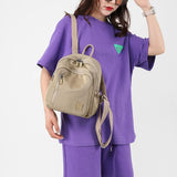 Purple Mini Nylon Multi-Compartment Backpack - Lightweight and Stylish Everyday Bag - Front View