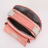Pink Compact Nylon Crossbody Bag - Stylish and Versatile Shoulder Purse - Top-Down View