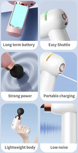 LC-005-Pink Portable Mini Massage Gun - Quiet Muscle Massager with 6 Speeds - 45-Degree Angle