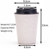 Yellow 350ml Wheat Straw Double-Layer Coffee Cup - Eco-Friendly and Lightweight - Front View
