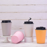 Yellow 350ml Wheat Straw Double-Layer Coffee Cup - Eco-Friendly and Lightweight - Top-Down View