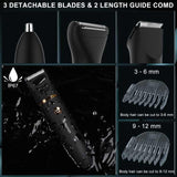 3-in-1 Waterproof Rechargeable Electric Hair Trimmer Set for Men - Professional Grooming Kit - Top-Down View
