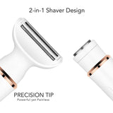2-in-1 Electric Lady Shaver with Precision Tip - Portable and Rechargeable Grooming Tool - Front View