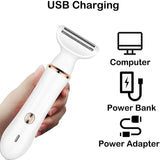2-in-1 Electric Lady Shaver with Precision Tip - Portable and Rechargeable Grooming Tool - Side View
