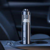Blue Gray Cordless Handheld Vacuum Cleaner with Blower Function - Compact and Rechargeable 120W Power - Front View