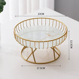 Elegant Iron Art Glass Serving Tray(White Glass) ??Round Design with Gold Finish