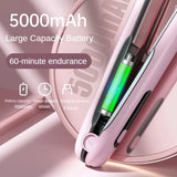 Pink Wireless Rechargeable Hair Straightener with 5000mAh Battery - Portable Design & Adjustable Temperature - Side View