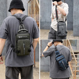 Blue Compact Multi-Function Nylon Chest Bag - Stylish and Practical - Side View