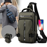 Black Compact Multi-Function Nylon Chest Bag - Stylish and Practical - Front View