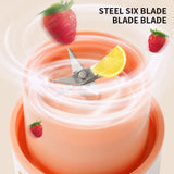 Orange Portable USB Rechargeable Juicer Bottle - 2-in-1 Blender and Drink Cup, 480mL - Side View