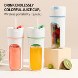 Blue Portable USB Rechargeable Juicer Bottle - 2-in-1 Blender and Drink Cup, 480mL - Top-Down View