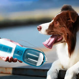 Indigo 3-in-1 Portable Pet Water Bottle with Food Storage and Waste Bag Dispenser - 300mL Capacity - 45-Degree Angle