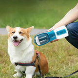 Gray 3-in-1 Portable Pet Water Bottle with Food Storage and Waste Bag Dispenser - 300mL Capacity - Top-Down View