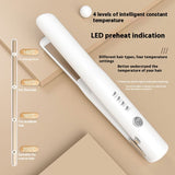 White Portable Wireless Hair Straightener with Adjustable Temperature - USB Type-C Charging, Lightweight Design - Side View