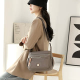 Wine Red Nylon Crossbody Bag with Multiple Compartments - Compact and Stylish Design - Front View