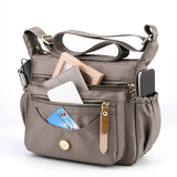 Wine Red Nylon Crossbody Bag with Multiple Compartments - Compact and Stylish Design - Side View