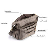 Wine Red Nylon Crossbody Bag with Multiple Compartments - Compact and Stylish Design - 45-Degree Angle
