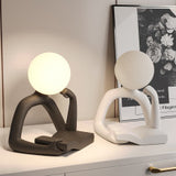 White Creative Book Reader Desk Lamp - USB Powered, Modern Resin Design - Side View