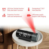 Projection Alarm Clock with LED Display - Dual Alarms and USB Charging - Side View