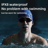 Black Waterproof Bone Conduction Bluetooth Headset - 32GB Memory, Lightweight & Durable for Sports - Top-Down View