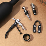 Creative Wine Opener Gift Set(5-Piece)- Luxury Wine Tools with Elegant Design - Side View