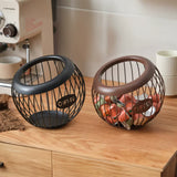 Gold Handcrafted Coffee Capsule Storage Basket - Vintage Iron Art Design - Side View