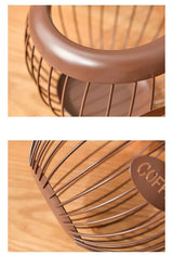 Gold Handcrafted Coffee Capsule Storage Basket - Vintage Iron Art Design - Top-Down View