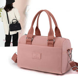 0486# Gray Multifunctional Nylon Shoulder Bag - Lightweight and Spacious Handbag for Women, 27x18x14cm - Front View