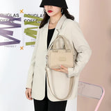 0486# Gray Multifunctional Nylon Shoulder Bag - Lightweight and Spacious Handbag for Women, 27x18x14cm - Side View