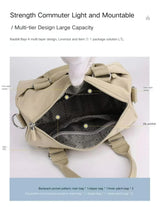 0486# Gray Multifunctional Nylon Shoulder Bag - Lightweight and Spacious Handbag for Women, 27x18x14cm - Top-Down View