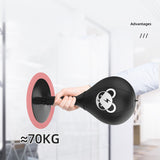 Adjustable Desktop Punching Speed Ball - Durable PU Leather, Stable Base (Bear pattern and Kids Boxing Gloves) - Side View