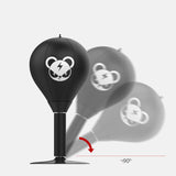 Adjustable Desktop Punching Speed Ball - Durable PU Leather, Stable Base (Bear pattern and Kids Boxing Gloves) - Top-Down View