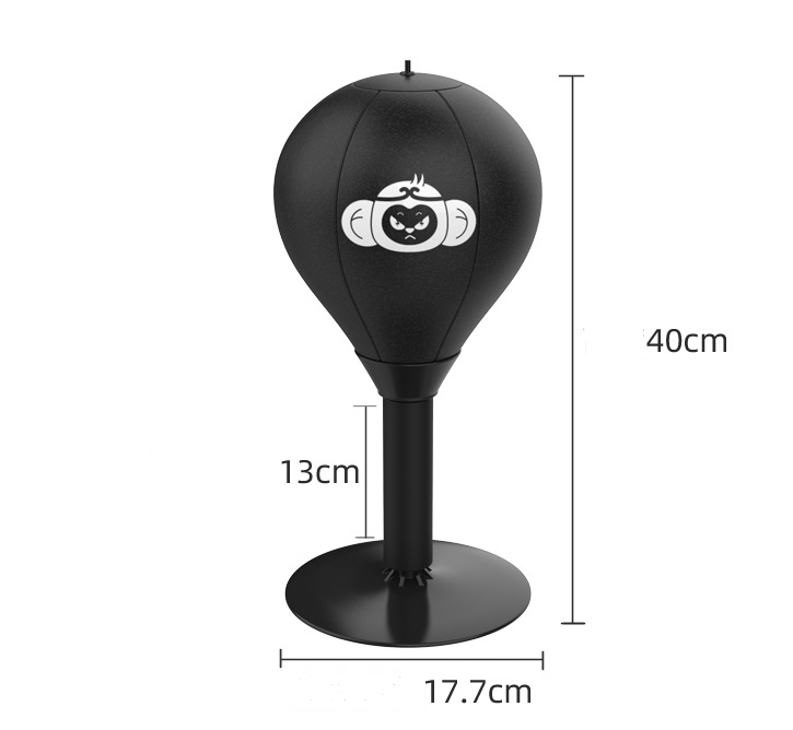 Adjustable Desktop Punching Speed Ball - Durable PU Leather, Stable Base (Monkey pattern and Kids Boxing Gloves)