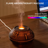 Flame Mountain Aroma Diffuser - 7-Color LED Light, 130ml Capacity, Ultrasonic Mist Maker for Home or Office,  Black - Front View