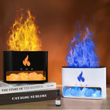 Black Himalayan Salt Flame Aroma Diffuser - 250ml Ultrasonic Humidifier with 7-Color LED Light for Relaxation and Decor - Front View