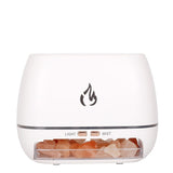 White Himalayan Salt Flame Aroma Diffuser - 250ml Ultrasonic Humidifier with 7-Color LED Light for Relaxation and Decor