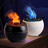 Volcanic Flame Aroma Diffuser (Black Ordinary Style)- 360ml Ultrasonic Humidifier with 7-Color LED Light and Adjustable Mist for Home and Office - Side View