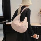 Purple Waterproof Nylon Lightweight Tote Shoulder Bag - Stylish and Spacious for Daily Commute and Outdoor Activities - Side View