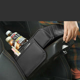 GT-6 No embroidery Black ,Multifunctional Car Armrest Storage Box Cushion - Universal Fit with Cup Holder and Tissue Dispenser - Front View