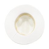 White Women's Wide-Brim Straw Hat with Rhinestones - Elegant and Breathable Sun Hat for Summer Outdoors,M(56-58cm) - Side View