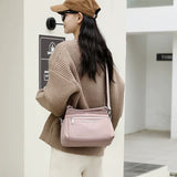 Black Waterproof Nylon Crossbody Bag - Lightweight and Adjustable Strap Shoulder Bag for Women - Front View